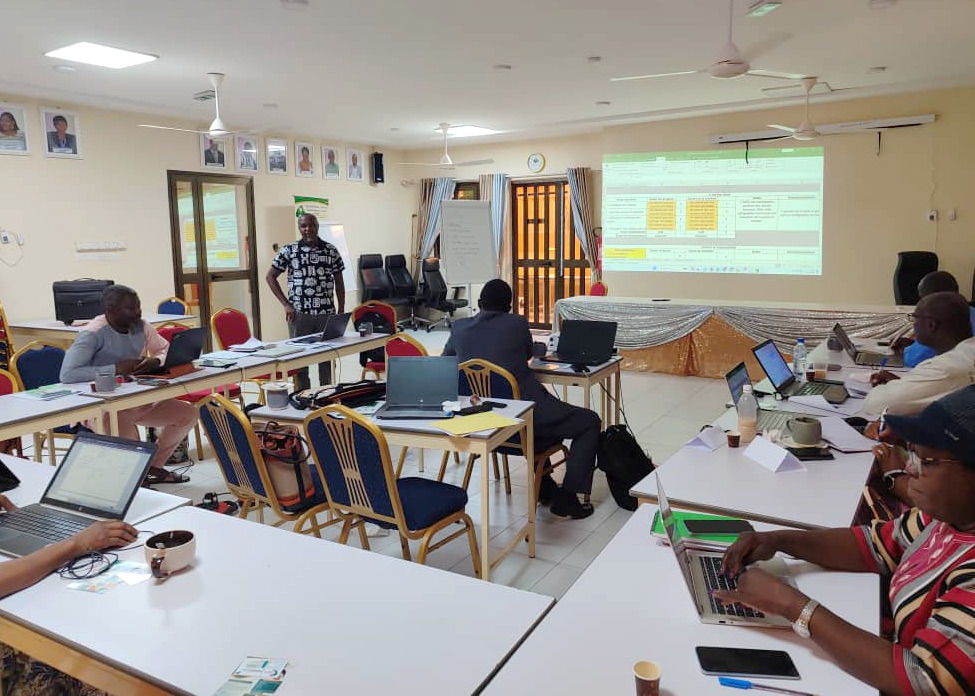 IGNITE's Charles Karari leads Theory of Change training in room of Burkina Faso microfinance institution reps